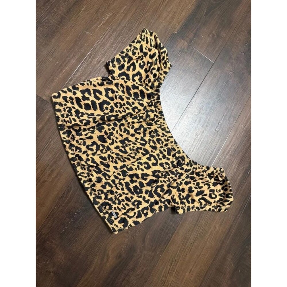 Hollister Women’s M Leopard Print Crop Top Short Sleeve Smocked Waist